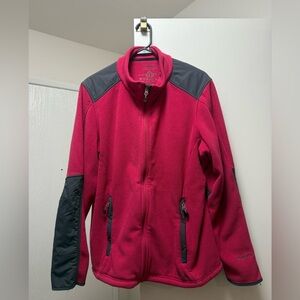 L.L. Bean Pink Fleece Jacket with Black Zipper Size XL